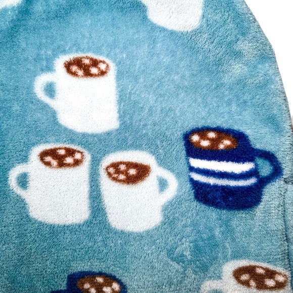 Munki Munki Womens Fleece One Piece Pajamas Hooded Cocoa Cup Print Cozy Lounge - Picture 10 of 14